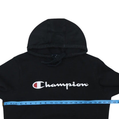 Champion Men's Black Pullover Hoodie L Logo Fleece Sweatshirt
