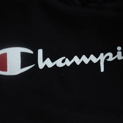Champion Men's Black Pullover Hoodie L Logo Fleece Sweatshirt
