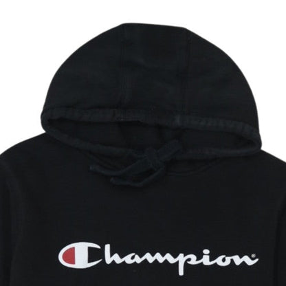 Champion Men's Black Pullover Hoodie L Logo Fleece Sweatshirt