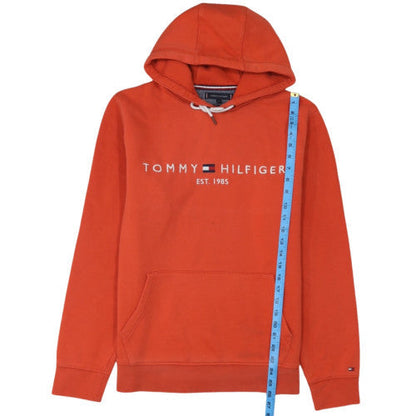 Tommy Hilfiger Men's Orange Pullover Hoodie L Logo Sweatshirt