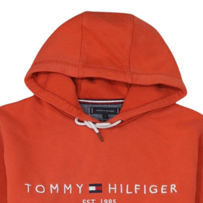 Tommy Hilfiger Men's Orange Pullover Hoodie L Logo Sweatshirt