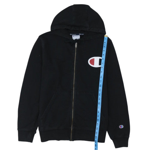 Champion Men's Black Full Zip Hoodie Size M Logo Fleece Sweatshirt