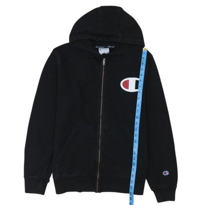 Champion Men's Black Full Zip Hoodie Size M Logo Fleece Sweatshirt