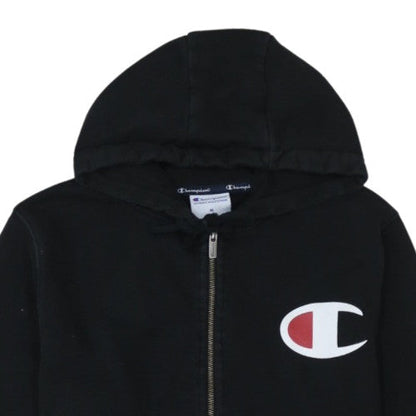 Champion Men's Black Full Zip Hoodie Size M Logo Fleece Sweatshirt