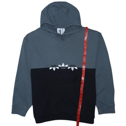 Adidas Mens Grey Black XL Pullover Hoodie Embroidered Logo Sportswear