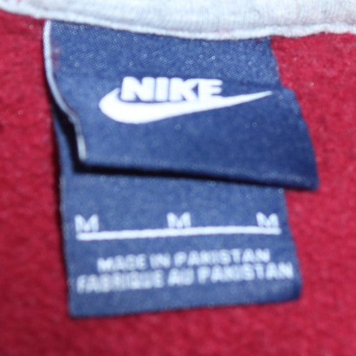 Nike Men's Red Pullover Hoodie Medium Fleece Logo Sweatshirt