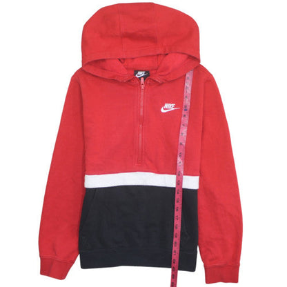 Nike Boys Red Colourblock 1/2 Zip Hoodie XL 158 Fleece Sweatshirt