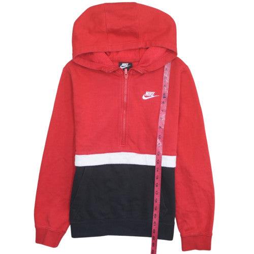 Nike Boys Red Colourblock 1/2 Zip Hoodie XL 158 Fleece Sweatshirt