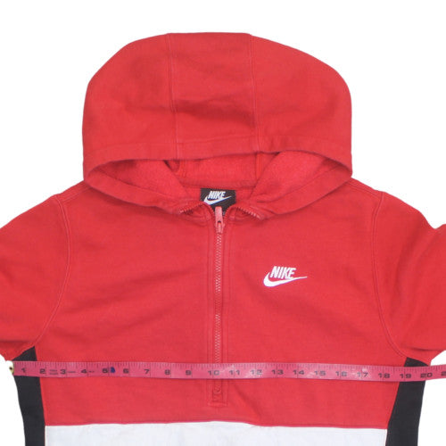 Nike Boys Red Colourblock 1/2 Zip Hoodie XL 158 Fleece Sweatshirt