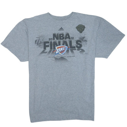 Adidas Men's Grey NBA Finals 2012 OKC T-Shirt XL Cotton Blend Crew Neck