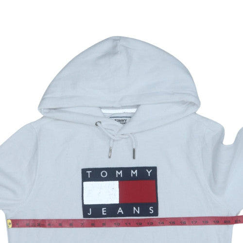 Tommy Jeans Men's White Pullover Hoodie M Classic Logo Sweatshirt