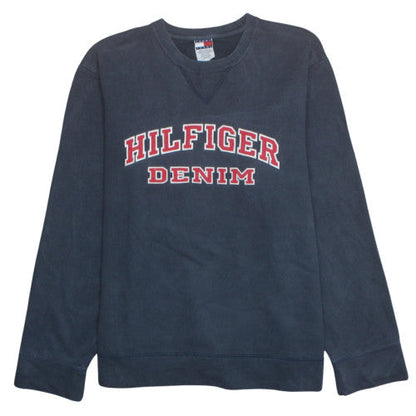 Tommy Jeans Men Blue Crew Neck Pullover Sweatshirt L Classic Logo