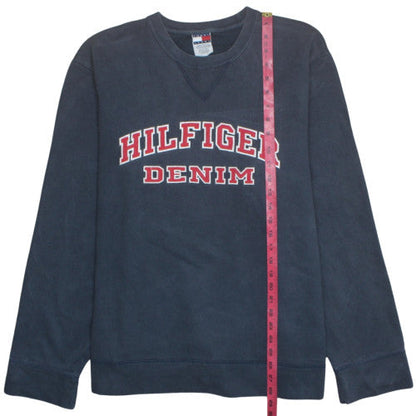 Tommy Jeans Men Blue Crew Neck Pullover Sweatshirt L Classic Logo