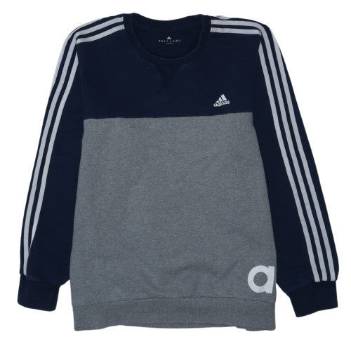 Adidas Men’s Grey Navy 2XL Crew Neck Pullover Sweatshirt
