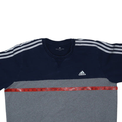 Adidas Men’s Grey Navy 2XL Crew Neck Pullover Sweatshirt