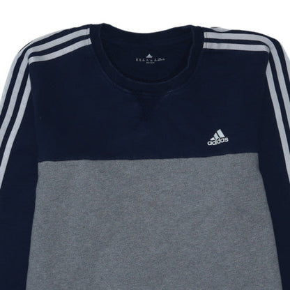 Adidas Men’s Grey Navy 2XL Crew Neck Pullover Sweatshirt