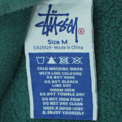 Stussy Men's Green Pullover Hoodie Size M Cotton Streetwear