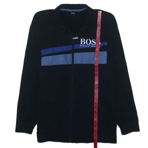 Hugo Boss Men's Black 2XL Track Jacket Full Zip Lightweight Cotton Blend