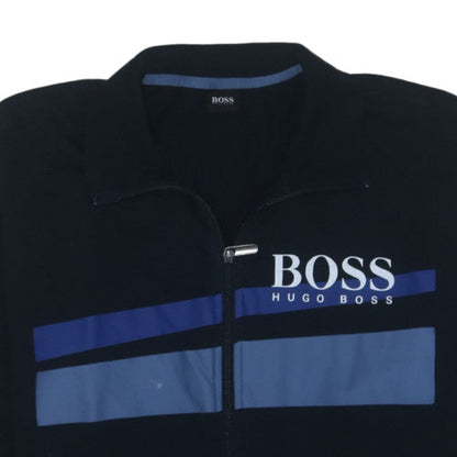 Hugo Boss Men's Black 2XL Track Jacket Full Zip Lightweight Cotton Blend