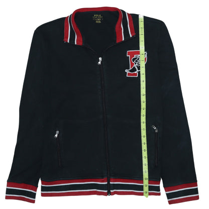 Ralph Lauren Men’s Black Varsity Track Jacket Size L Cotton Zip Up