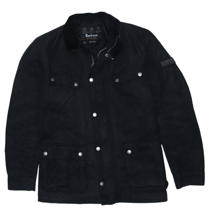 Barbour International Men's Black Waxed Cotton Motorcycle Jacket Size S