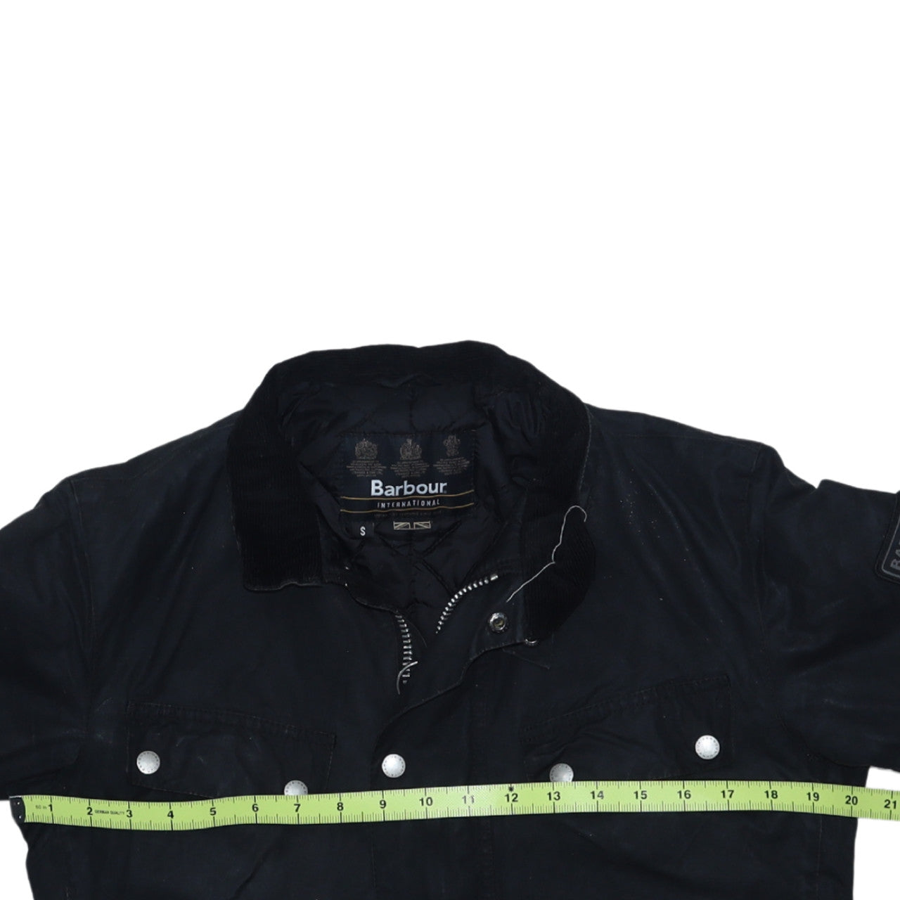 Barbour International Men's Black Waxed Cotton Motorcycle Jacket Size S