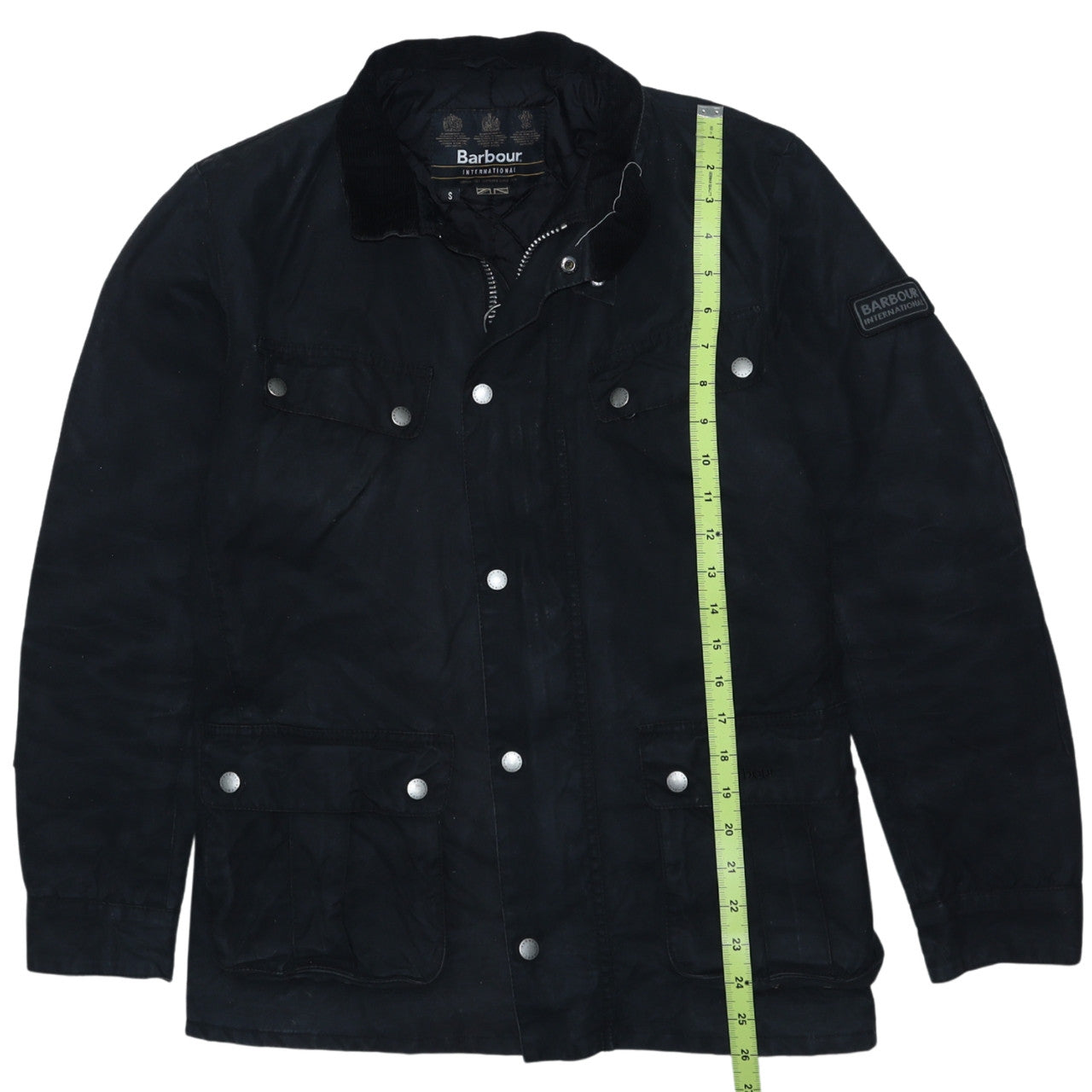 Barbour International Men's Black Waxed Cotton Motorcycle Jacket Size S
