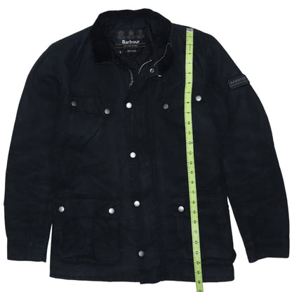 Barbour International Men's Black Waxed Cotton Motorcycle Jacket Size S