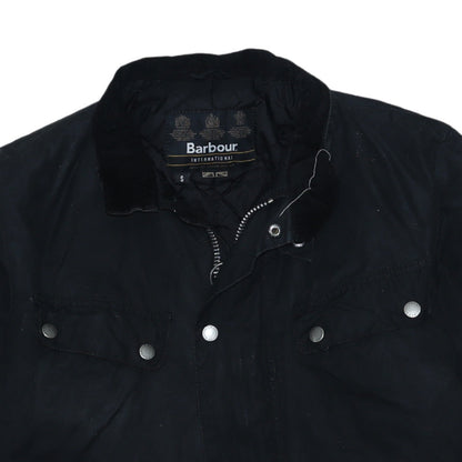 Barbour International Men's Black Waxed Cotton Motorcycle Jacket Size S