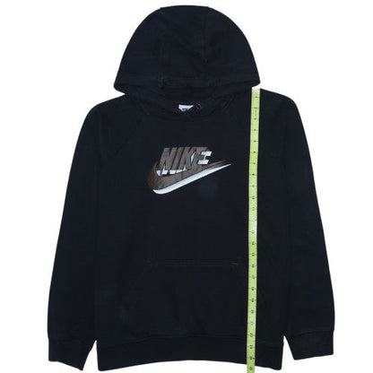 Nike Womens Black Pullover Hoodie Large Logo Print Sweatshirt