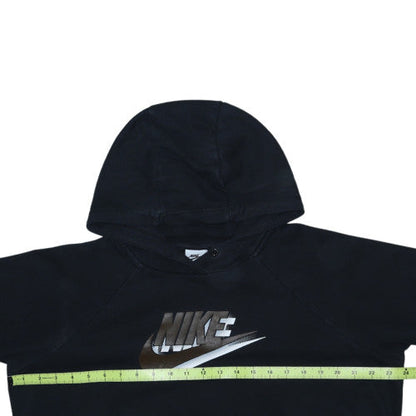 Nike Womens Black Pullover Hoodie Large Logo Print Sweatshirt