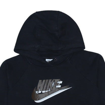 Nike Womens Black Pullover Hoodie Large Logo Print Sweatshirt