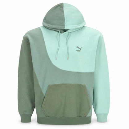 Puma Men's Green Colour Block Pullover Hoodie Size M