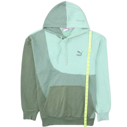 Puma Men's Green Colour Block Pullover Hoodie Size M
