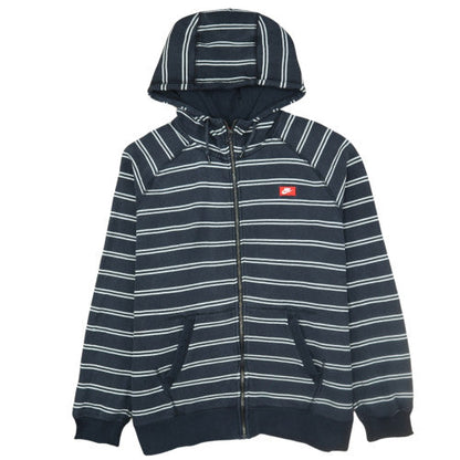 Nike Men's Navy Striped Full Zip Hoodie XXL Cotton Casual