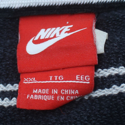 Nike Men's Navy Striped Full Zip Hoodie XXL Cotton Casual