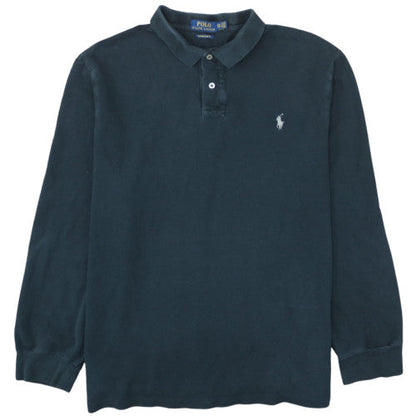 Ralph Lauren Men’s Blue Long Sleeve Cotton Button-Up Polo Shirt 2XL Slim Fit