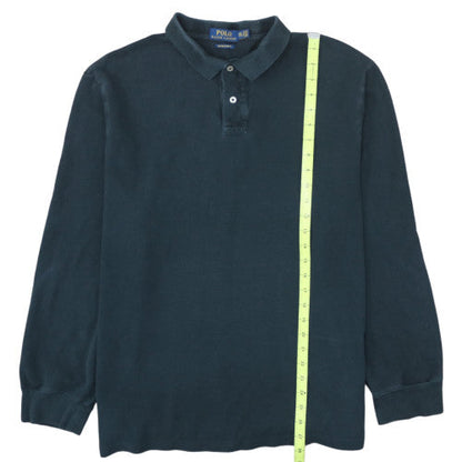Ralph Lauren Men’s Blue Long Sleeve Cotton Button-Up Polo Shirt 2XL Slim Fit