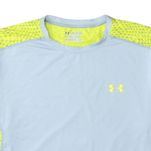 Under Armour Men Blue 2XL Fitted HeatGear Short Sleeve Gym T-Shirt