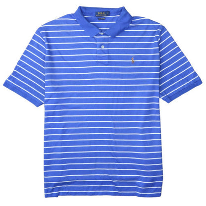 Ralph Lauren Men's Blue Striped Pima Cotton Polo Shirt 2XL