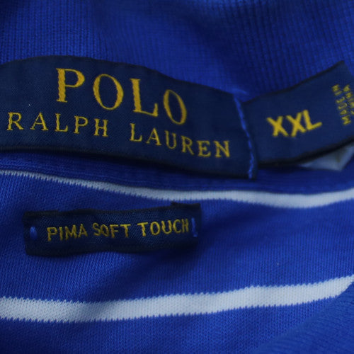 Ralph Lauren Men's Blue Striped Pima Cotton Polo Shirt 2XL
