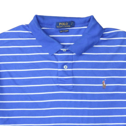 Ralph Lauren Men's Blue Striped Pima Cotton Polo Shirt 2XL