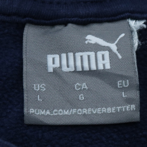 Puma Men’s Blue Pullover Hoodie L Regular Fit Fleece Sweatshirt