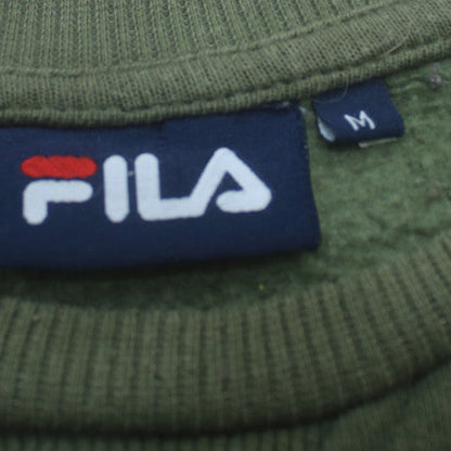Fila Mens Green Logo Pullover Sweatshirt Size M Crew Neck Fleece
