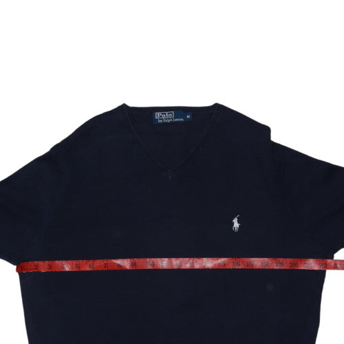Polo Ralph Lauren Men's Blue V-Neck Cotton Jumper Size M