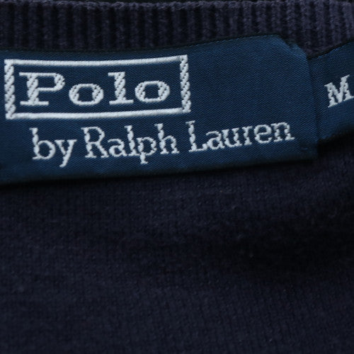 Polo Ralph Lauren Men's Blue V-Neck Cotton Jumper Size M