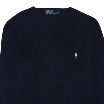 Polo Ralph Lauren Men's Blue V-Neck Cotton Jumper Size M