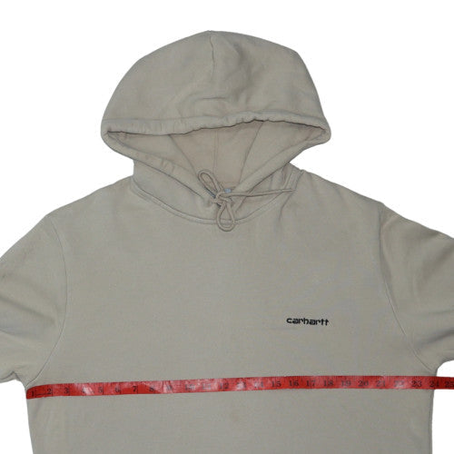 Carhartt Mens Beige XL Pullover Hoodie Embroidered Logo Fleece