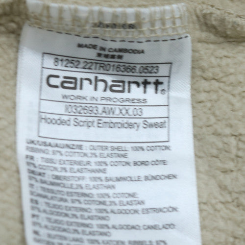 Carhartt Mens Beige XL Pullover Hoodie Embroidered Logo Fleece