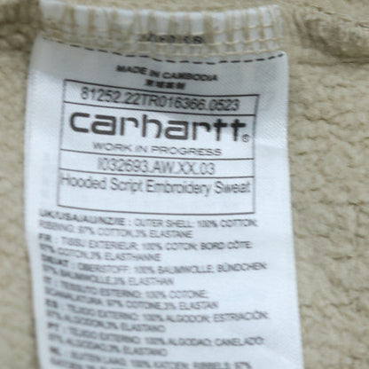 Carhartt Mens Beige XL Pullover Hoodie Embroidered Logo Fleece